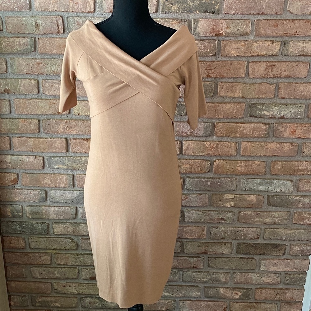 Zara Asymmetrical Tan Dress Size S NWOT